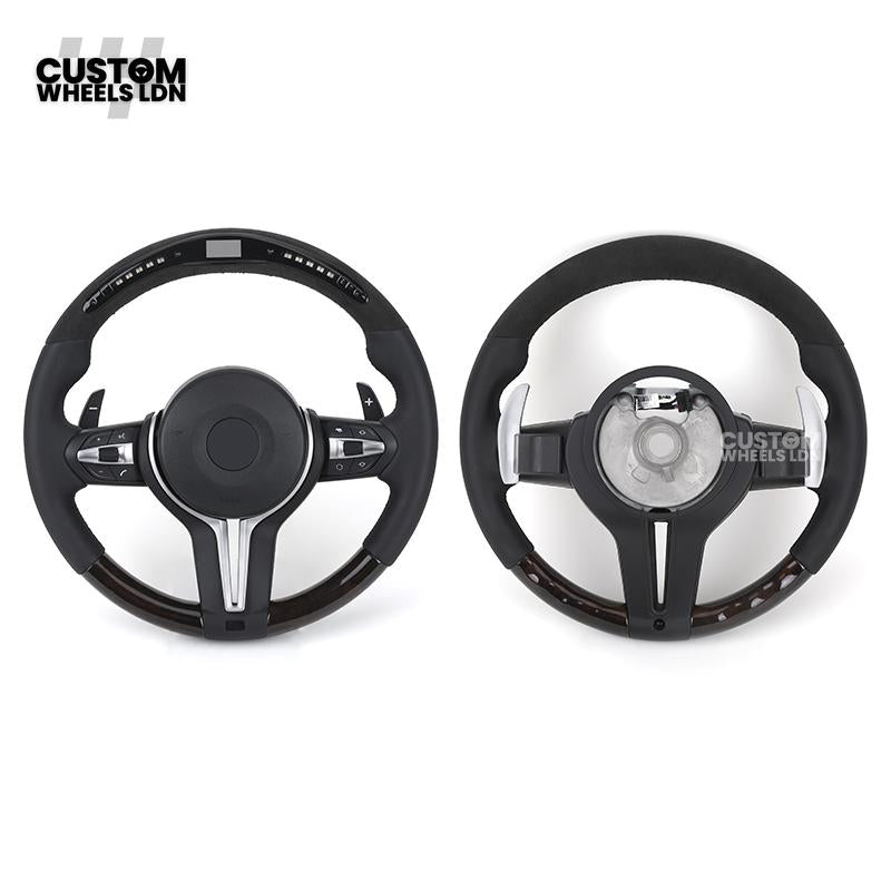 BMW Custom Led Steering Wheel – Smooth Leather & Piano Black Top and Bottom | LED Display | Fits F20 F21 F22 F30 F31 F32 F33 F36 F10 F11 F06 F12 F13 F15 F16 X1 X3 X4 X5 X6 + More
