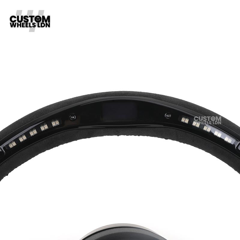 BMW Custom Led Steering Wheel – Smooth Leather & Piano Black Top and Bottom | LED Display | Fits F20 F21 F22 F30 F31 F32 F33 F36 F10 F11 F06 F12 F13 F15 F16 X1 X3 X4 X5 X6 + More