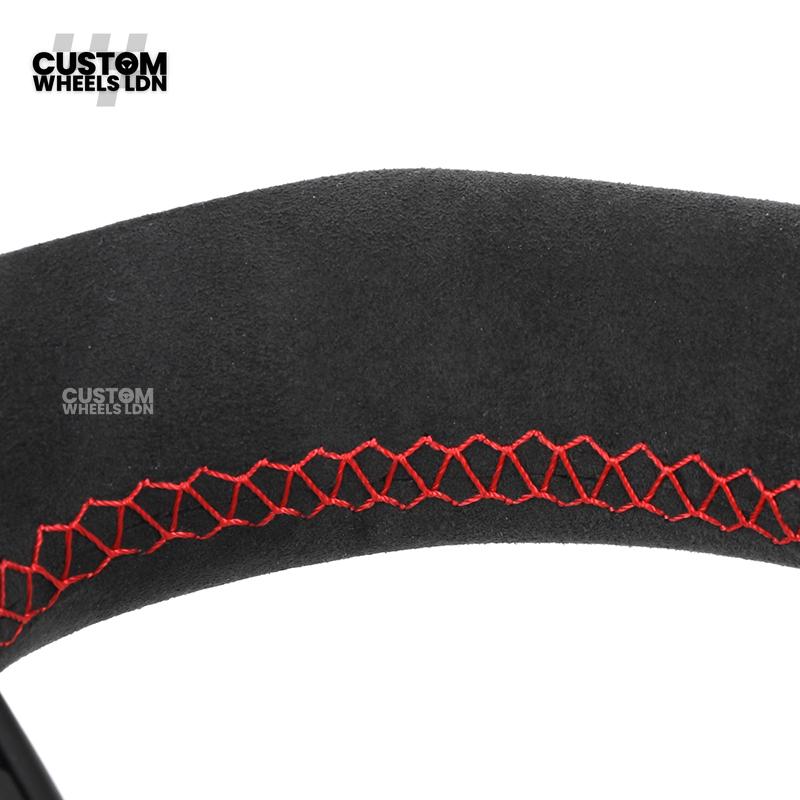 BMW Custom LED Steering Wheel – Gloss Carbon Fibre with Alcantara & Red Accents | M-Sport Style | Fits 3/4/5 Series, X Models + more | Plug & Play | Fits older models