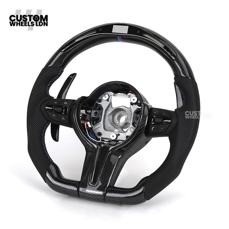 BMW Custom LED Steering Wheel – Carbon Fibre, M-Stitching, Perforated Leather | Fits 1/2/3/4 Series, X1, X2 + more