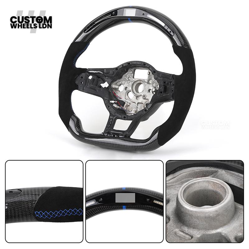 Volkswagen Mk7 Custom Steering Wheel Base – LED Display | Alcantara & Carbon Fibre | Core Frame Only