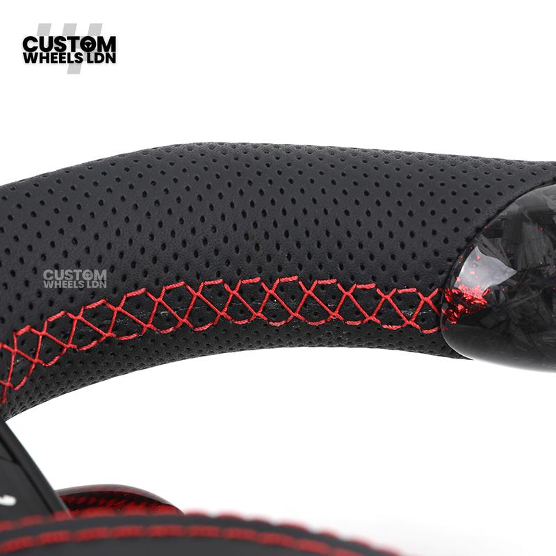 BMW Custom Red Forged Carbon LED Steering Wheel with Red Stitching | Complete Plug & Play | Fits F20 F22 F30 F32 F36 F80 F87 E90 E92 E93 + more