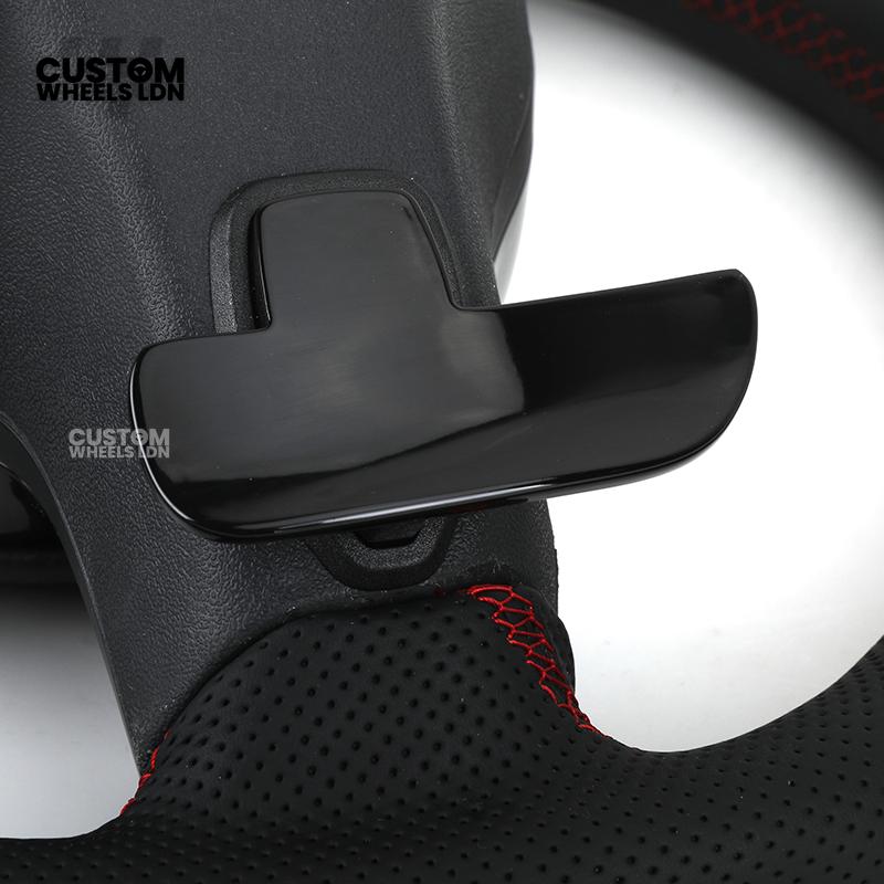 Mercedes Custom AMG LED Steering Wheel – Black AMG Trim, Red Stitching, Black Controls, Flat Bottom, Perforated Leather | AMG Badge | Plug & Play | Complete Wheel with Airbag | Retrofit Upgrade for Older Models Available | Fits W205, W213, GLC, CLS + More