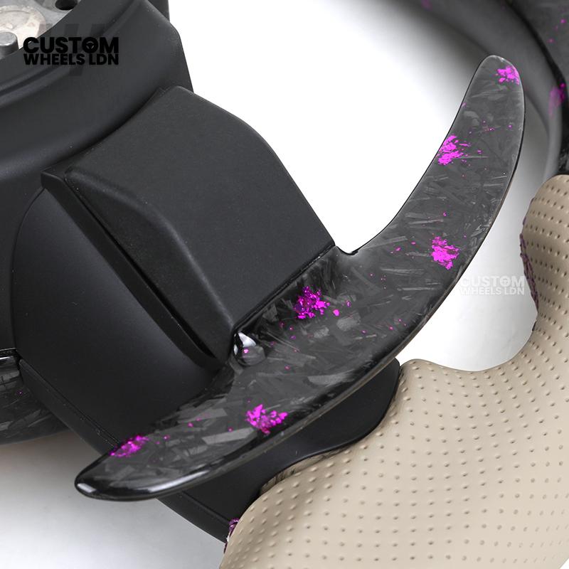 BMW Custom Purple Forged Carbon LED Steering Wheel | Cream Leather Grip | M Performance Style | Plug & Play | Fits F20 F22 F30 F32 F36 F80 F87 E90 E92 E93 + more