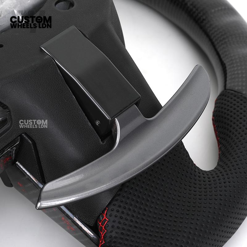 Toyota Custom LED Carbon Steering Wheel – Red Stitch, Perforated Grips, Flat Bottom | Built-In Rev Counter Display | Fits GR Yaris, GR Supra, Camry, Corolla + more | Plug & Play | Full Carbon Retrofit Upgrade