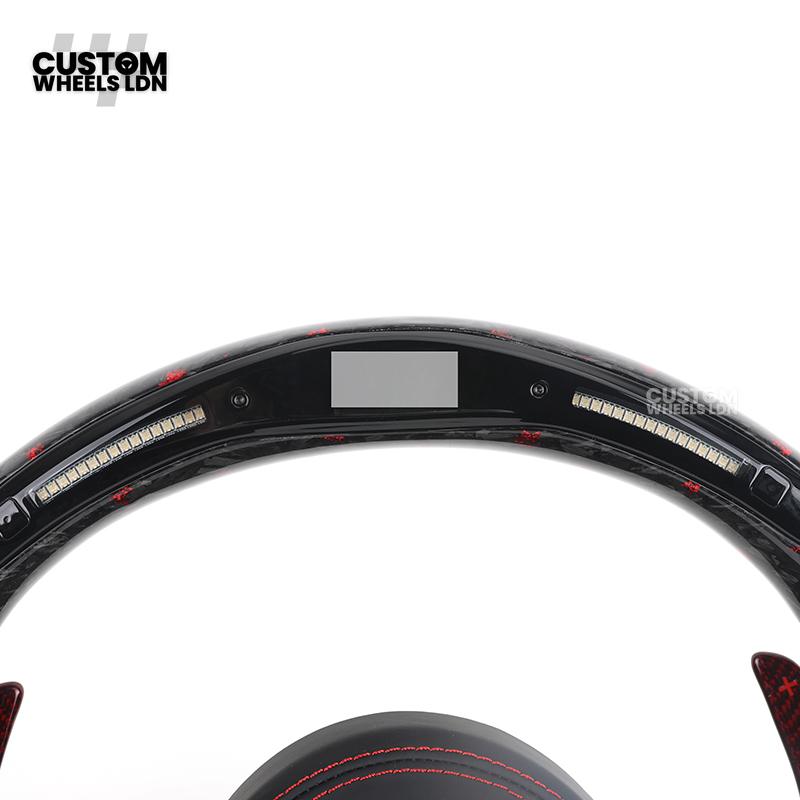BMW Custom Red Forged Carbon LED Steering Wheel with Red Stitching | Complete Plug & Play | Fits F20 F22 F30 F32 F36 F80 F87 E90 E92 E93 + more