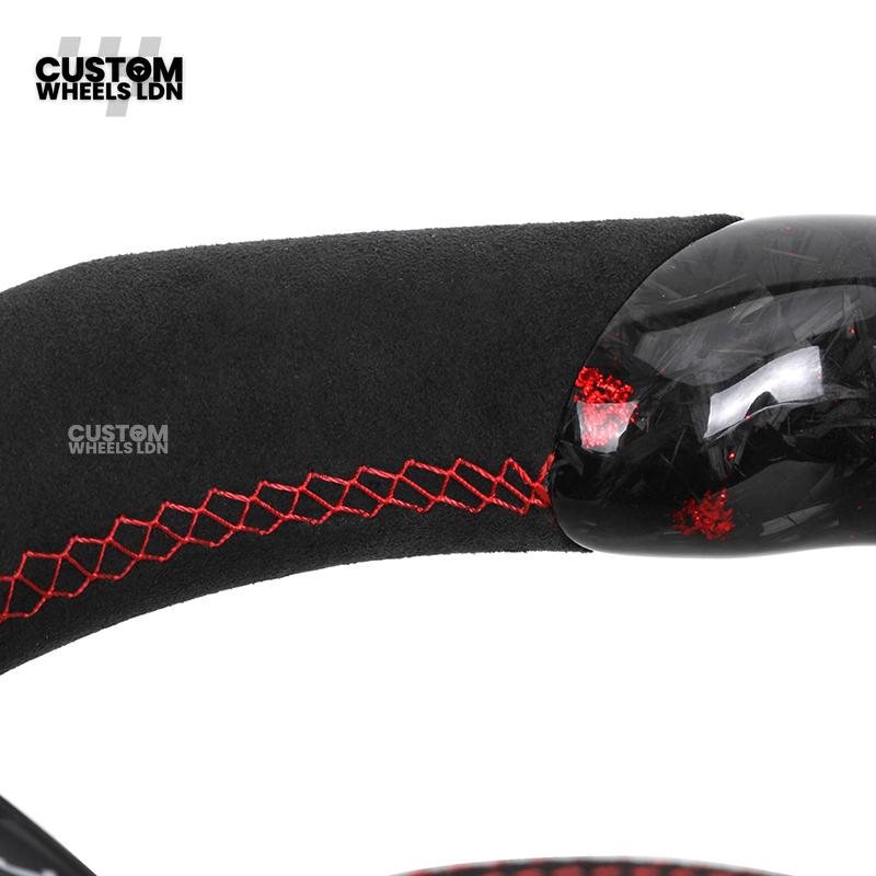 BMW Custom Forged Carbon Steering Wheel with Red Stitching, Red LED Display & Paddles | Complete Plug & Play | Fits BMW F20 F21 F22 F23 F30 F31 F32 F33 F36 F80 F87 E82 E88 E90 E92 E93 + more