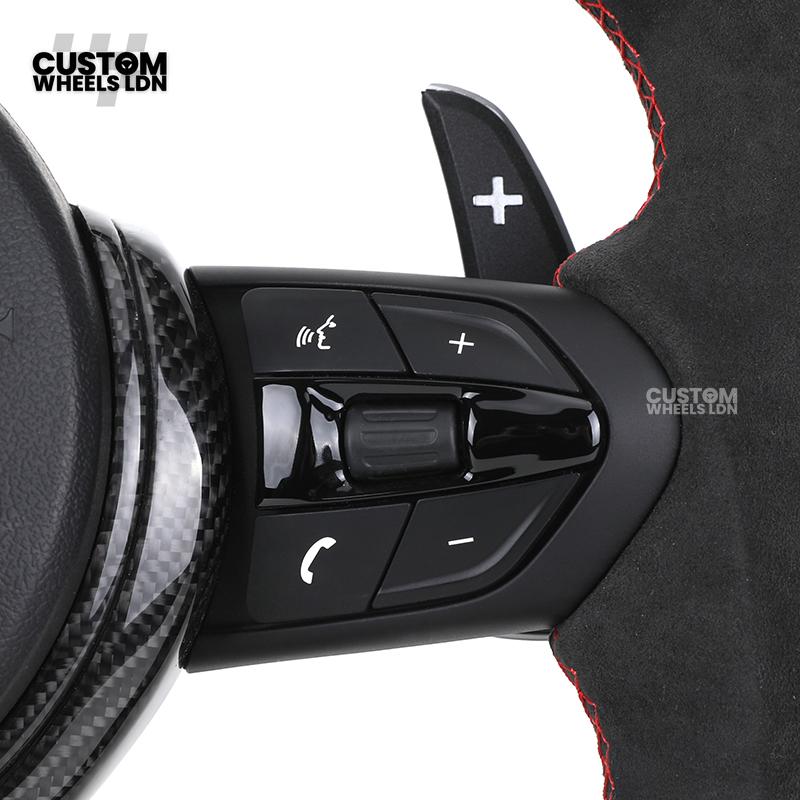 BMW Custom LED Steering Wheel – Gloss Carbon Fibre with Alcantara & Red Accents | M-Sport Style | Fits 3/4/5 Series, X Models + more | Plug & Play | Fits older models