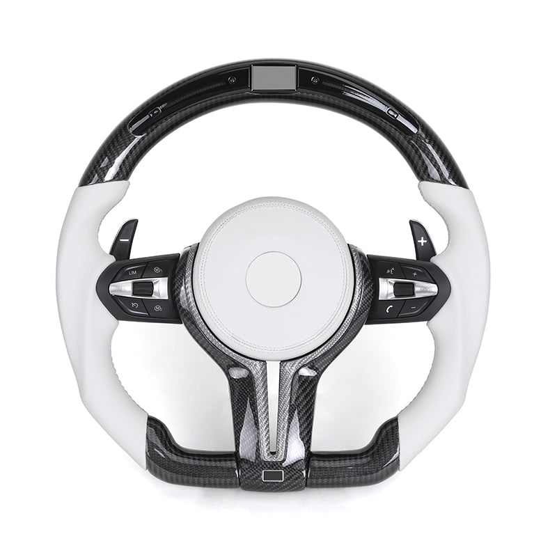 BMW Custom Steering Wheel For F series White Leather and Carbon Fibre