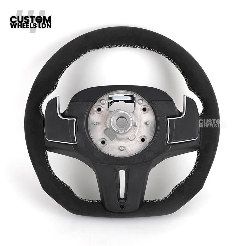 BMW Custom LED Alcantara Flat Bottom Steering Wheel – Carbon Trim – Fits F20 F22 F30 F32 F36 F80 F82 F87 F10 F12 F13 + more
