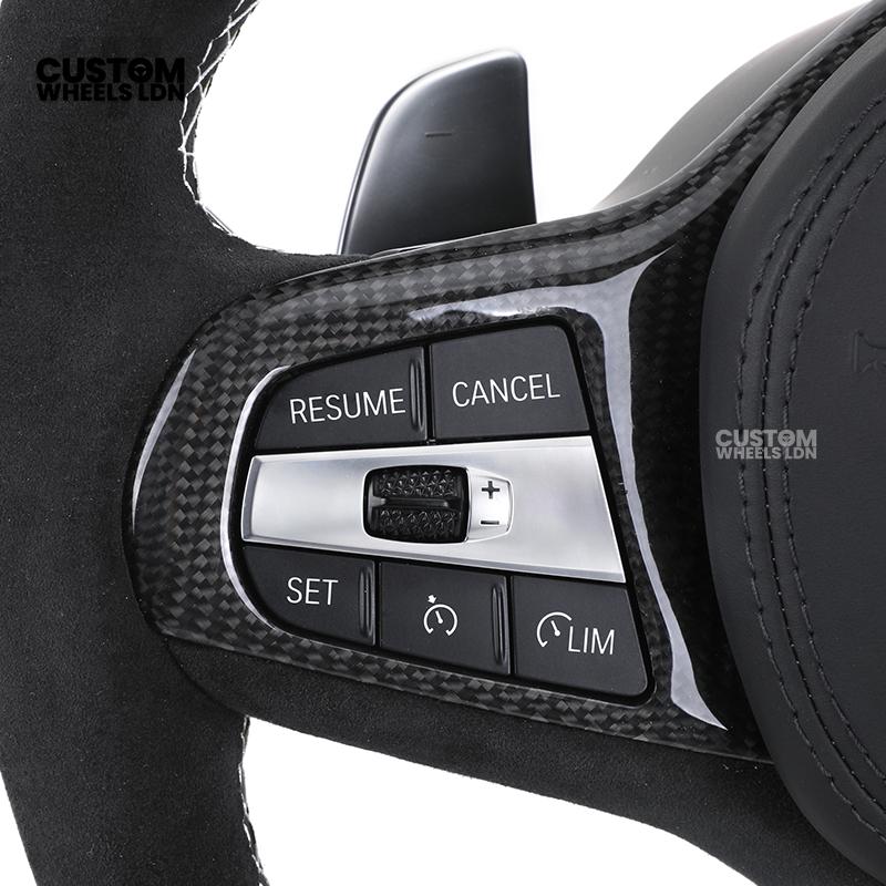 BMW Custom LED Alcantara Flat Bottom Steering Wheel – Carbon Trim – Fits F20 F22 F30 F32 F36 F80 F82 F87 F10 F12 F13 + more