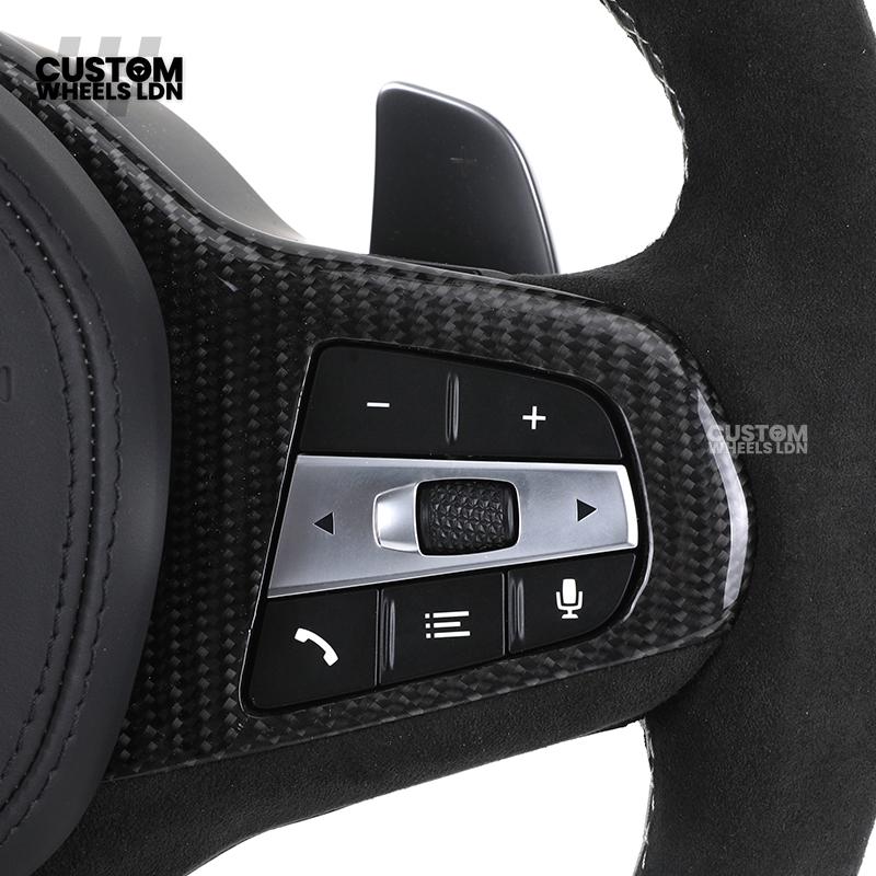 BMW Custom LED Alcantara Flat Bottom Steering Wheel – Carbon Trim – Fits F20 F22 F30 F32 F36 F80 F82 F87 F10 F12 F13 + more