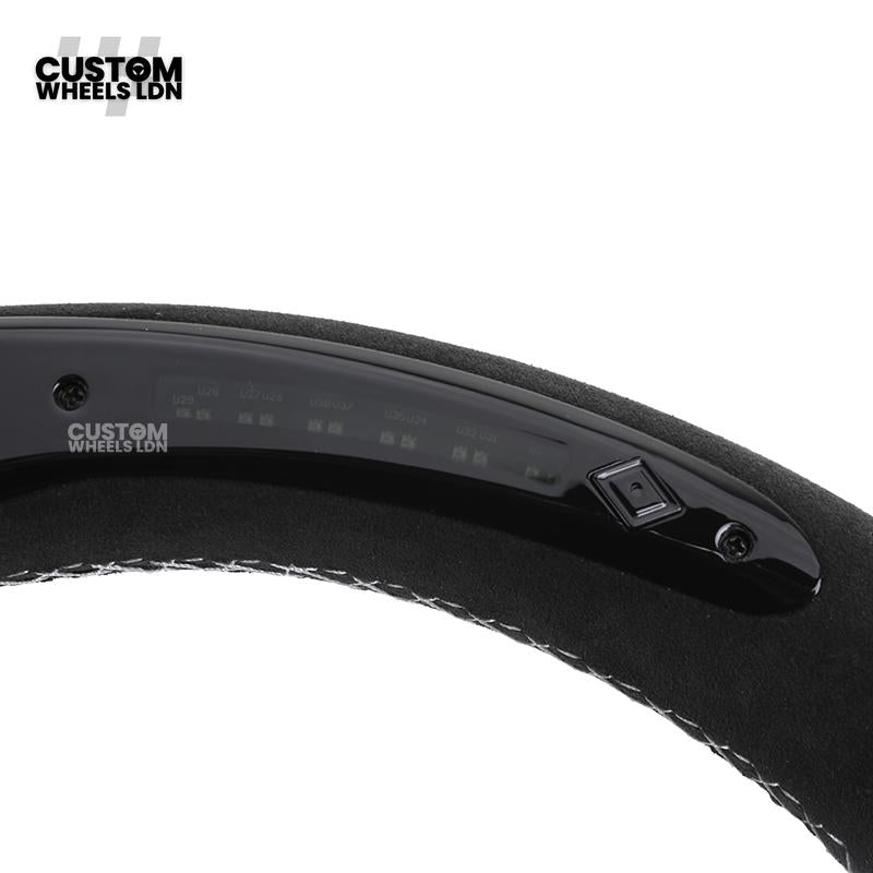 BMW Custom LED Alcantara Flat Bottom Steering Wheel – Carbon Trim – Fits F20 F22 F30 F32 F36 F80 F82 F87 F10 F12 F13 + more