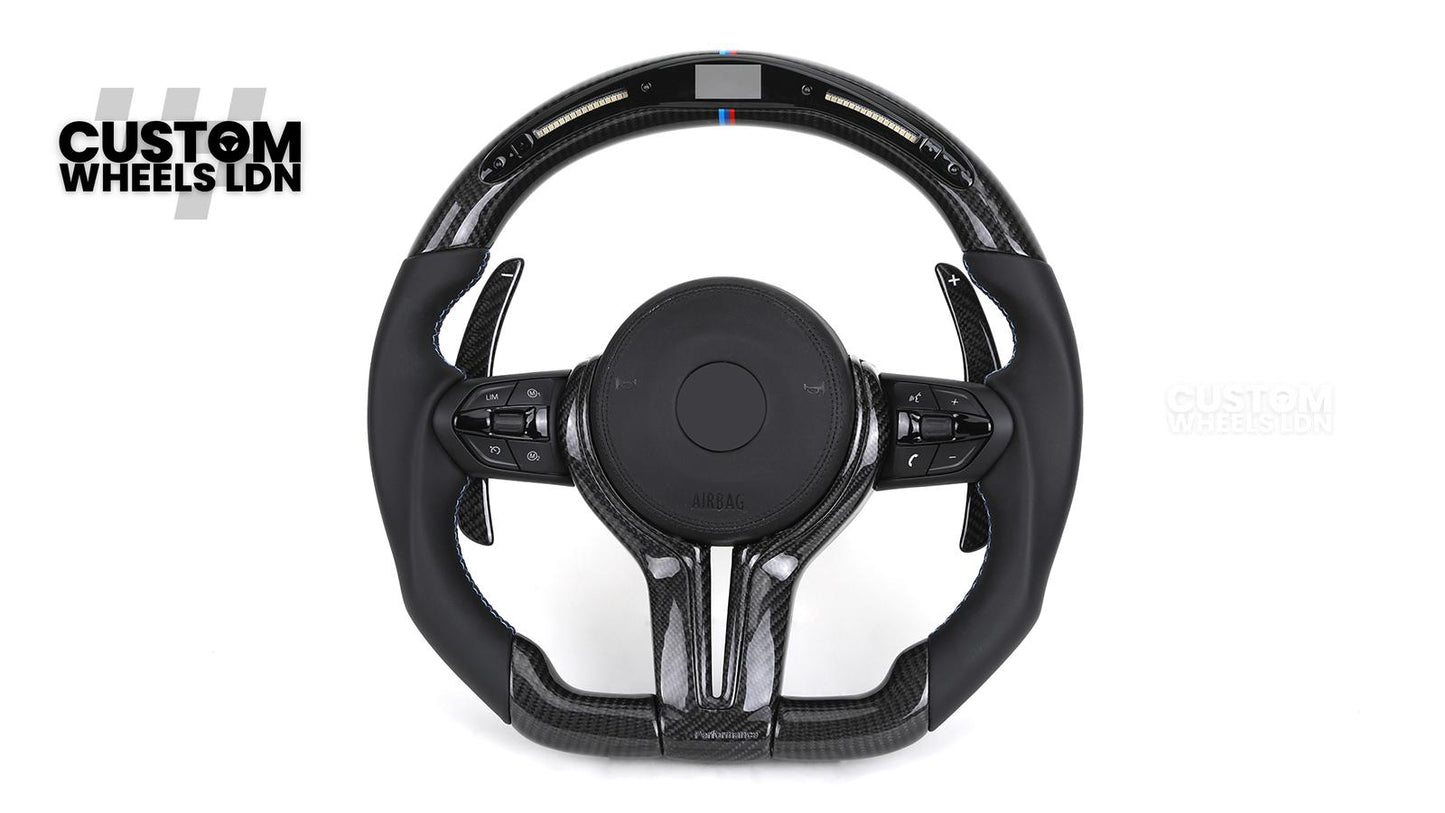 BMW Custom F-Series LED Carbon Fibre Steering Wheel – Smooth Grip | Fits F20 F22 F30 F32 F36 M2 M3 M4 + more