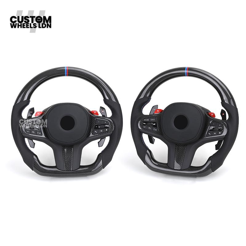 BMW Custom G Series Carbon Steering Wheel with M1/M2 Buttons & Carbon Paddles – Flat Bottom – Fits G20 G21 G22 G23 G30 G31 G32 G14 G15 G16 G01 G02 + more