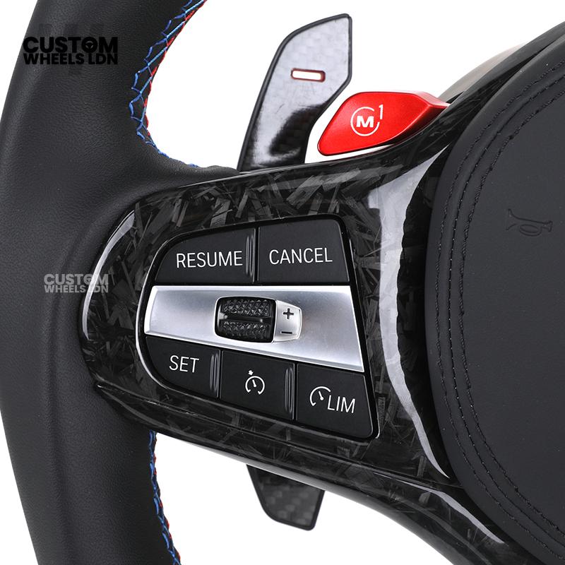 BMW Custom G Series Forged Carbon Steering Wheel with LED Display & Carbon Paddles – Flat Bottom – Fits G20 G21 G22 G23 G30 G31 G32 G14 G15 G16 G01 G02 + more