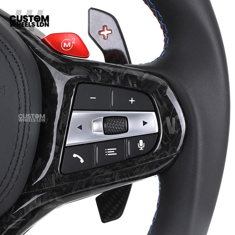 BMW Custom G Series Forged Carbon Steering Wheel with LED Display & Carbon Paddles – Flat Bottom – Fits G20 G21 G22 G23 G30 G31 G32 G14 G15 G16 G01 G02 + more
