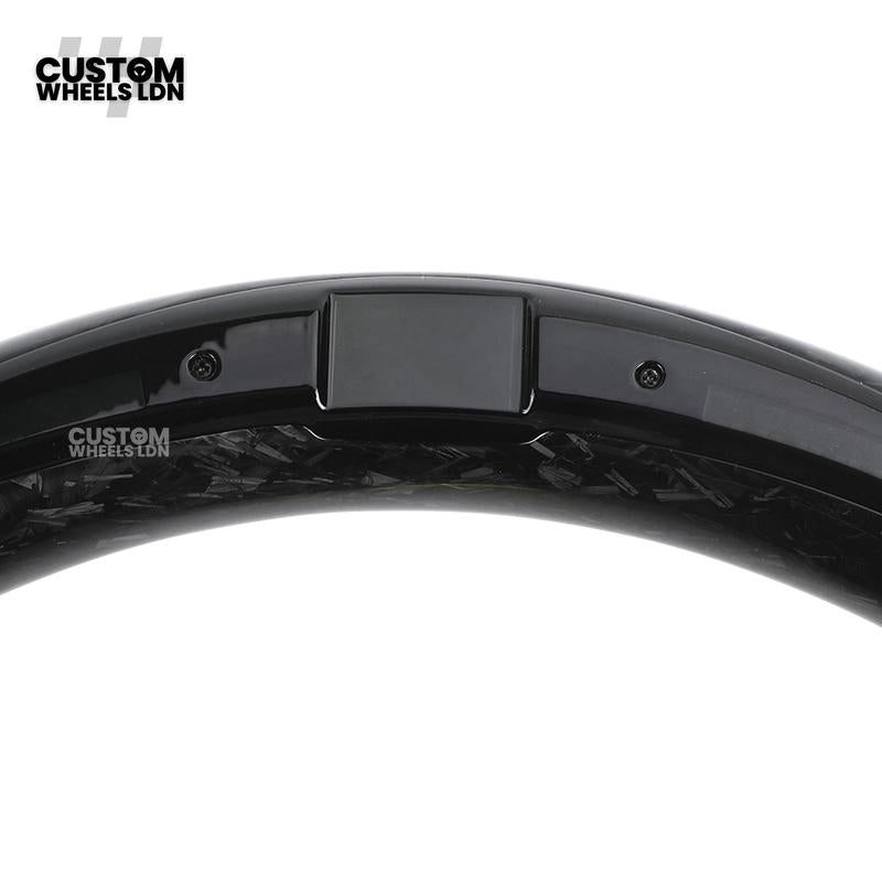 BMW Custom G Series Forged Carbon Steering Wheel with LED Display & Carbon Paddles – Flat Bottom – Fits G20 G21 G22 G23 G30 G31 G32 G14 G15 G16 G01 G02 + more