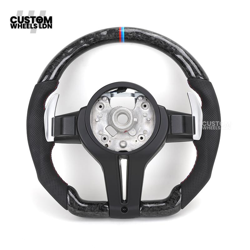 BMW Custom Forged Carbon M Performance Steering Wheel | Blue M Stitching | Thin Paddles | Plug & Play | Complete Wheel | Fits 1 Series, 2 Series, 3 Series, 4 Series, 5 Series, F20, F22, F30, F31, F32, F33, F36, F10, E82, E90 + more
