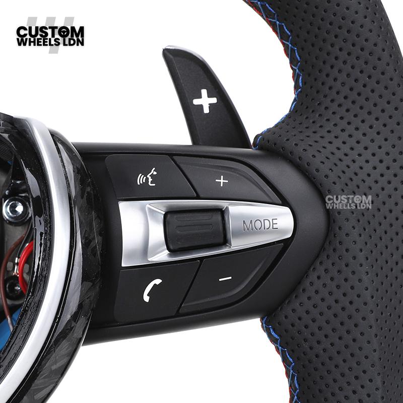 BMW Custom Forged Carbon M Performance Steering Wheel | Blue M Stitching | Thin Paddles | Plug & Play | Complete Wheel | Fits 1 Series, 2 Series, 3 Series, 4 Series, 5 Series, F20, F22, F30, F31, F32, F33, F36, F10, E82, E90 + more