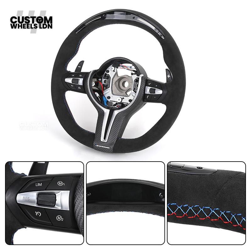 BMW Custom LED Steering Wheel – Alcantara with Carbon Trim & M-Stitching | Fits F20 F22 F30 F32 F36 F10 F06 F13 X1 X3 X4 X5 X6 + More