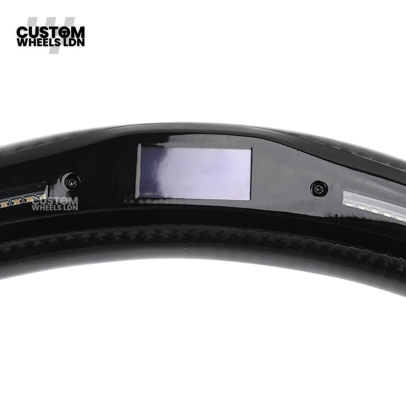 BMW Custom Carbon LED Heated Steering Wheel with Red M1/M2 Buttons – Flat Bottom – Fits F20 F22 F30 F32 F36 F80 F82 F87 F10 F12 F13 + more