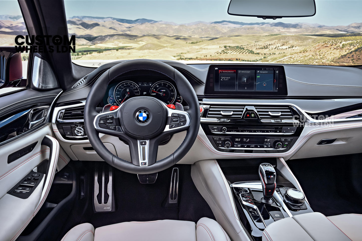 BMW Custom Steering Wheel – G42 G87 Style, Smooth Black Leather, Red Centre Stripe, Gloss Black & Satin Silver Trim, Touch Controls | Fits G20 3 Series, G42 2 Series, G87 M2 + more | Plug & Play | Retrofit Upgrade for Older Models