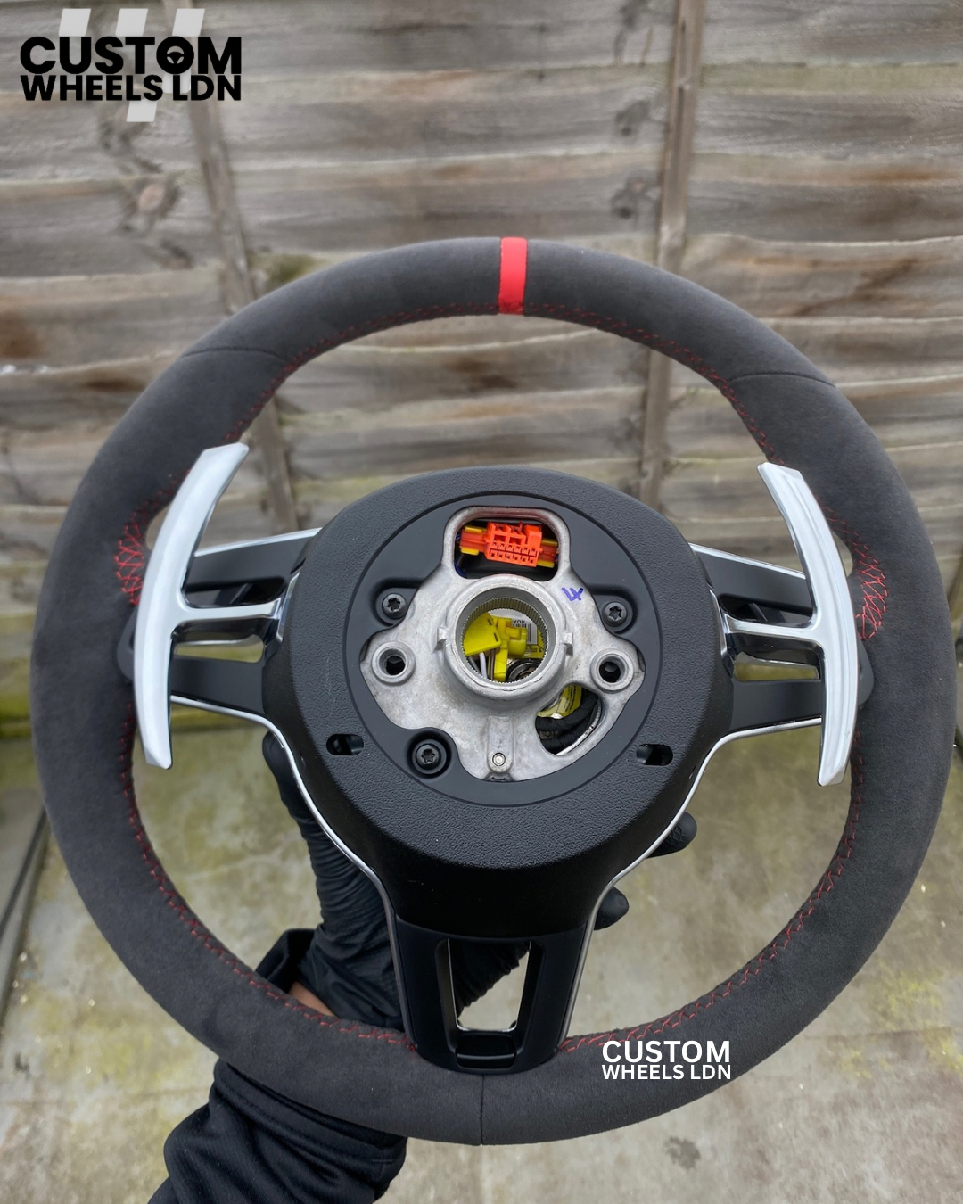 Porsche Custom Alcantara Steering Wheel – Red Stripe, Multifunction Buttons | Fits Gen 1 Models 2000+ | Plug & Play