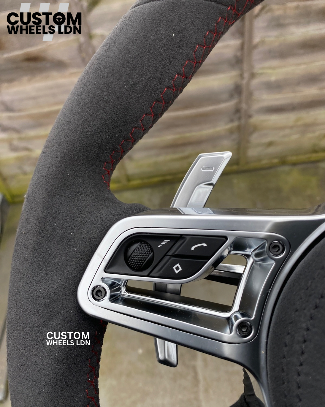 Porsche Custom Alcantara Steering Wheel – Red Stripe, Multifunction Buttons | Fits Gen 1 Models 2000+ | Plug & Play
