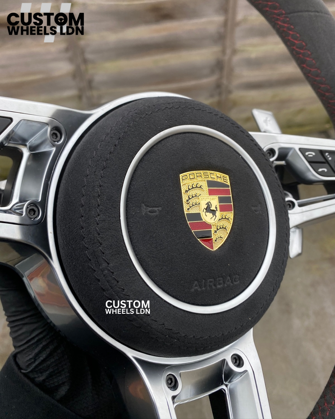 Porsche Custom Alcantara Steering Wheel – Red Stripe, Multifunction Buttons | Fits Gen 1 Models 2000+ | Plug & Play