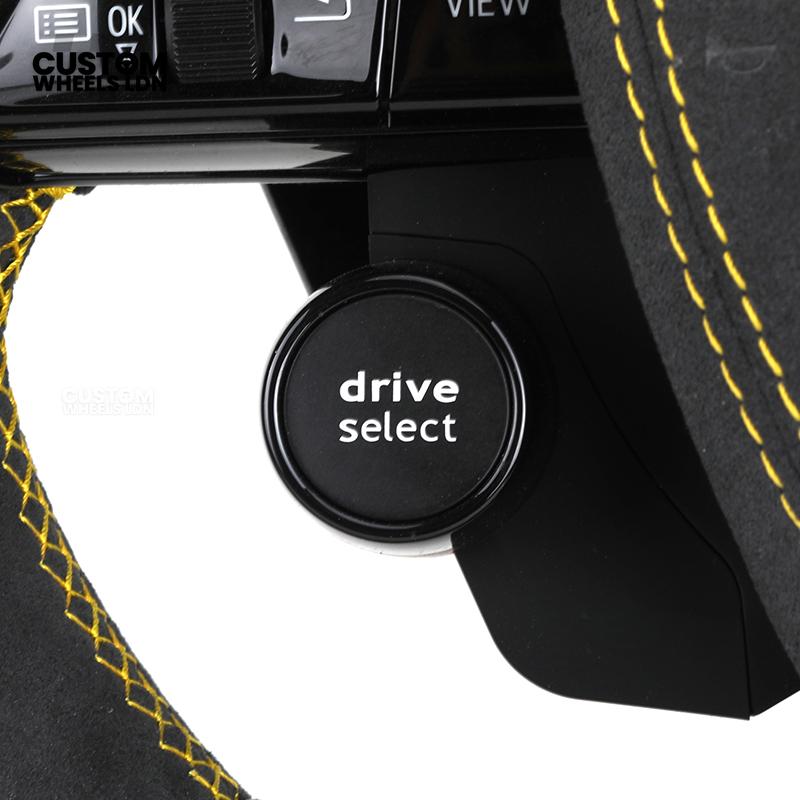Audi Custom Q/RS Flat Bottom Steering Wheel – LED Rev Display, Alcantara Grip, Yellow Stitching, Carbon Paddles, Start Button | Fits Q3, Q5, SQ5, Q7, Q8, SQ8, RSQ8, A6, A7, S6, S7 + more | Plug & Play | With Airbag | Upgrade for Older Models Available