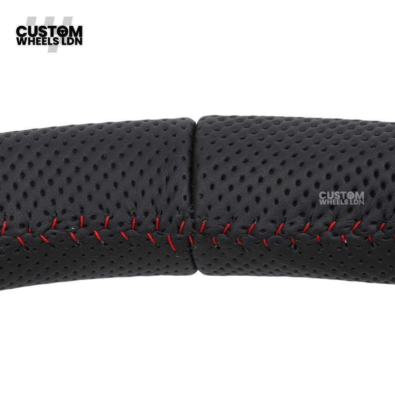 Audi Custom R8-Style Flat Bottom Steering Wheel – Perforated Leather, Red Stitching, Silver Paddles, Start Button | Fits A4, A5, S5, A6, A7, S6, S7, Q5, SQ5 + more | Plug & Play | With Airbag | Upgrade for Older Models Available
