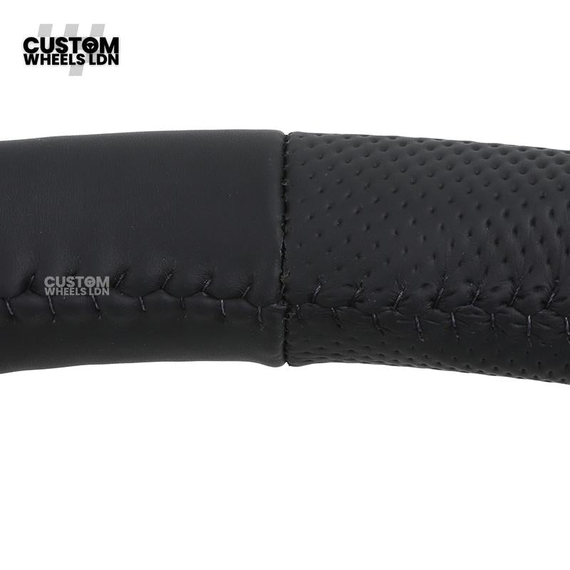 Audi Custom R8-Style Flat Bottom Steering Wheel – Black Leather, Black Stitching, Black Paddles | Fits A4, A5, S5, A6, A7, S6, S7, Q5, SQ5 + more | Plug & Play | With Airbag | Upgrade for Older Models Available