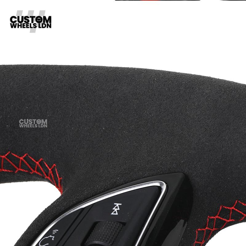 Audi Custom B9 Flat Bottom Steering Wheel – LED Rev Display, Alcantara Grip, Carbon Top & Bottom, Carbon Paddles | Fits A3, S3, RS3, A4, S4, A5, S5, Q5, SQ5, A6, A7 + more | Plug & Play | With Airbag | Upgrade for Older Models Available