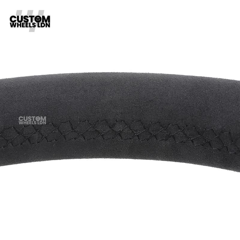 Audi 8V Custom S-Line Flat Bottom Steering Wheel – Black Leather, Black Stitching, Silver Paddles, S-Line Badge | Fits A1, A3, S3, A4, A5, Q2, Q3, Q5 + more | Plug & Play | With Airbag | Upgrade for Older Models Available