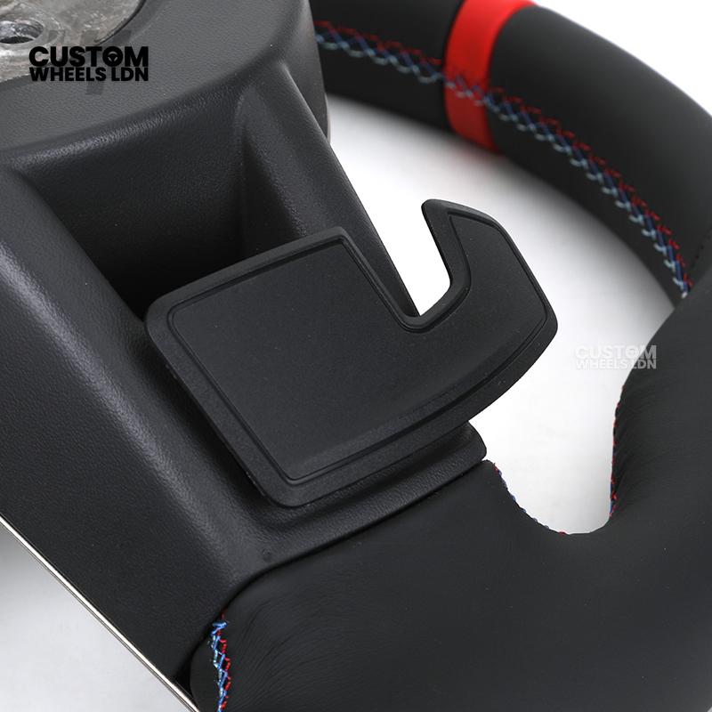 BMW Custom Steering Wheel – G42 G87 Style, Smooth Black Leather, Red Centre Stripe, Gloss Black & Satin Silver Trim, Touch Controls | Fits G20 3 Series, G42 2 Series, G87 M2 + more | Plug & Play | Retrofit Upgrade for Older Models