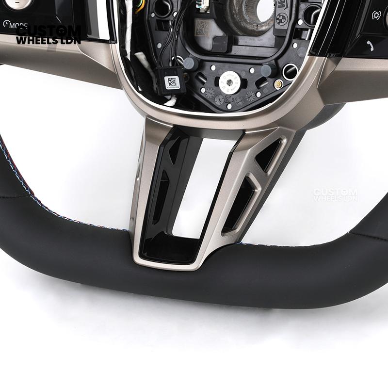 BMW Custom Steering Wheel – G42 G87 Style, Smooth Black Leather, Red Centre Stripe, Gloss Black & Satin Silver Trim, Touch Controls | Fits G20 3 Series, G42 2 Series, G87 M2 + more | Plug & Play | Retrofit Upgrade for Older Models