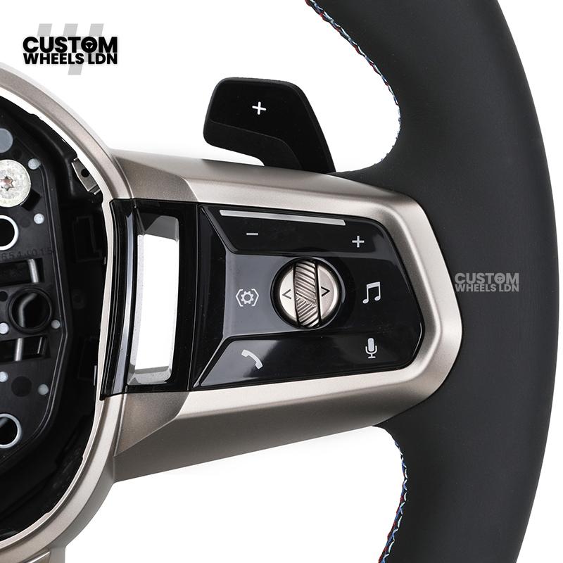 BMW Custom Steering Wheel – G42 G87 Style, Smooth Black Leather, Red Centre Stripe, Gloss Black & Satin Silver Trim, Touch Controls | Fits G20 3 Series, G42 2 Series, G87 M2 + more | Plug & Play | Retrofit Upgrade for Older Models