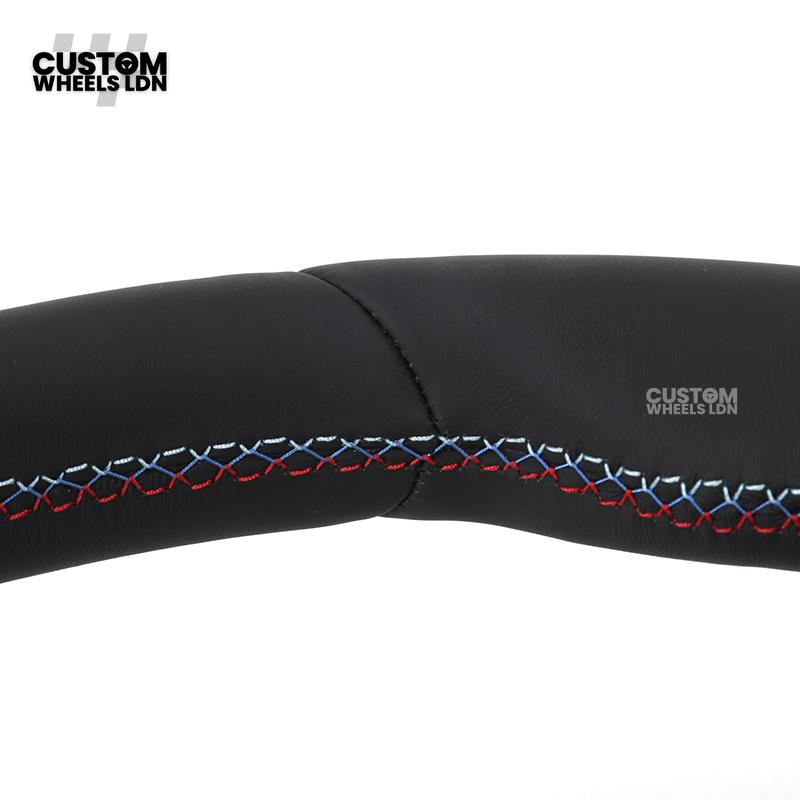 BMW Custom Steering Wheel – G42 G87 Style, Smooth Black Leather, Red Centre Stripe, Gloss Black & Satin Silver Trim, Touch Controls | Fits G20 3 Series, G42 2 Series, G87 M2 + more | Plug & Play | Retrofit Upgrade for Older Models