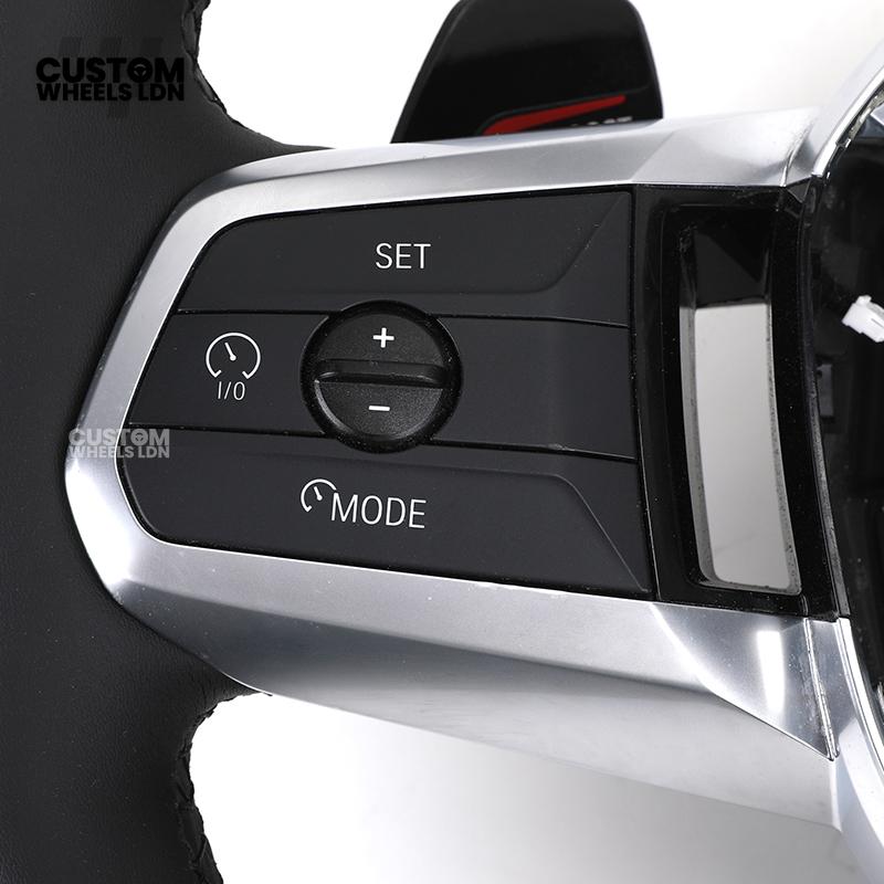 BMW i5 G60 2023 Steering Wheel – Smooth Black Leather, Silver Trim, Touch-Style Controls | Fits G60 5 Series, G70 7 Series, i5 + more | Plug & Play | Retrofit Upgrade for Older Models