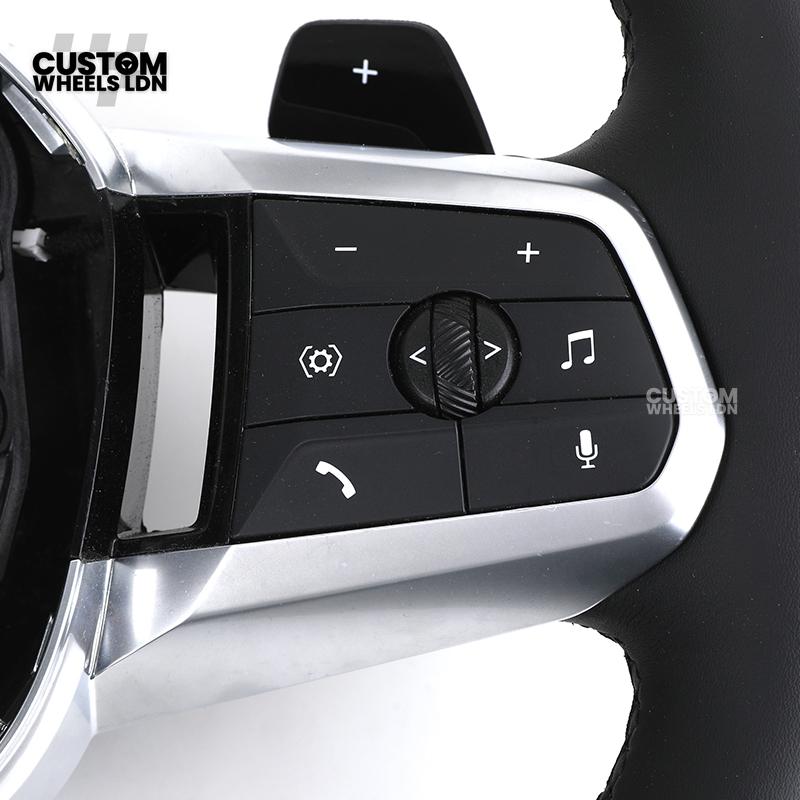 BMW i5 G60 2023 Steering Wheel – Smooth Black Leather, Silver Trim, Touch-Style Controls | Fits G60 5 Series, G70 7 Series, i5 + more | Plug & Play | Retrofit Upgrade for Older Models