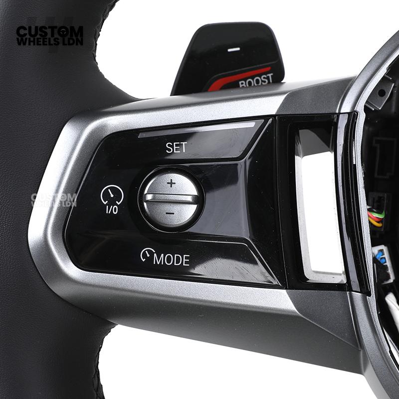 BMW i5 G60 2023 Steering Wheel – Smooth Black Leather, Silver Trim, Touch-Style Controls | Fits G60 5 Series, G70 7 Series, i5 + more | Plug & Play | Retrofit Upgrade for Older Models