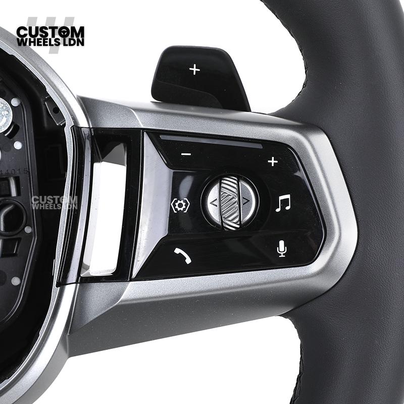 BMW i5 G60 2023 Steering Wheel – Smooth Black Leather, Silver Trim, Touch-Style Controls | Fits G60 5 Series, G70 7 Series, i5 + more | Plug & Play | Retrofit Upgrade for Older Models