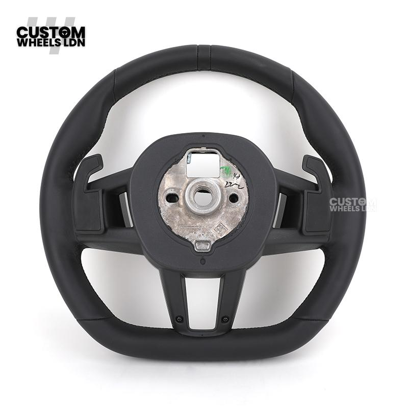 BMW i5 G60 2023 Steering Wheel – Smooth Black Leather, Silver Trim, Touch-Style Controls | Fits G60 5 Series, G70 7 Series, i5 + more | Plug & Play | Retrofit Upgrade for Older Models