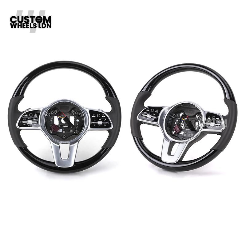 Mercedes Custom Steering Wheel | Silver AMG Dual-Spoke Style | Black Leather Grip | Fits W205 W213 W222 + more | Retrofit Option Available