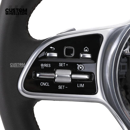 Mercedes Custom Steering Wheel | Silver AMG Dual-Spoke Style | Black Leather Grip | Fits W205 W213 W222 + more | Retrofit Option Available