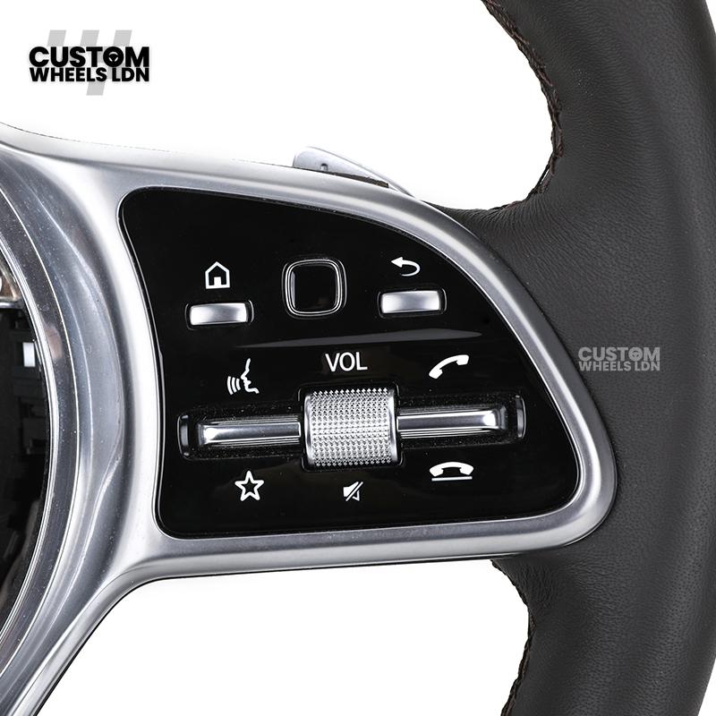 Mercedes Custom Steering Wheel | Silver AMG Dual-Spoke Style | Black Leather Grip | Fits W205 W213 W222 + more | Retrofit Option Available