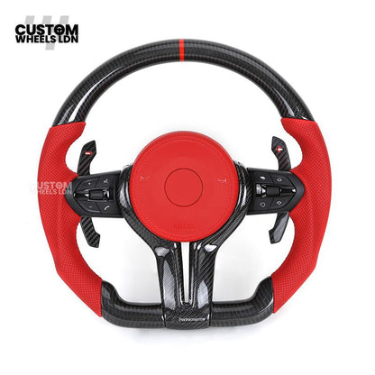 BMW Custom F-Series Carbon Fibre & Red Steering Wheel – Perforated Leather | Fits F20 F22 F30 F32 F36 M2 M3 M4 + more