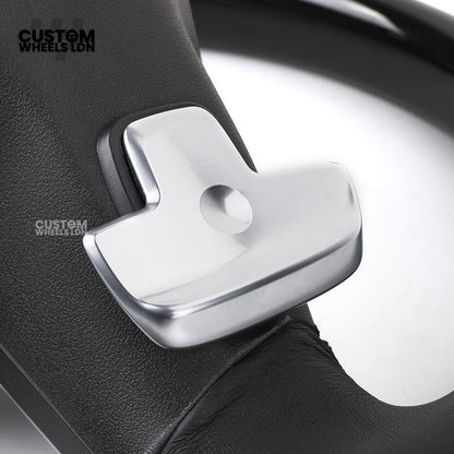 Mercedes Custom Steering Wheel | Silver AMG Dual-Spoke Style | Black Leather Grip | Fits W205 W213 W222 + more | Retrofit Option Available