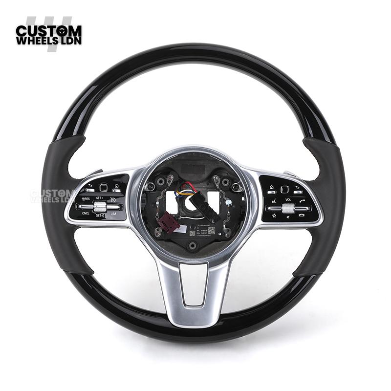 Mercedes Custom Steering Wheel | Silver AMG Dual-Spoke Style | Black Leather Grip | Fits W205 W213 W222 + more | Retrofit Option Available